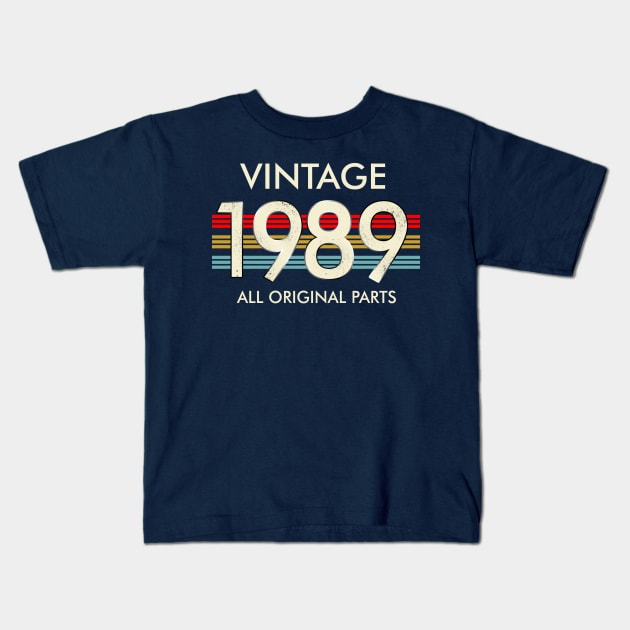 Vintage 1989 All Original Parts Kids T-Shirt by louismcfarland